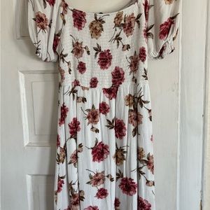 Floral White and Pink Dress